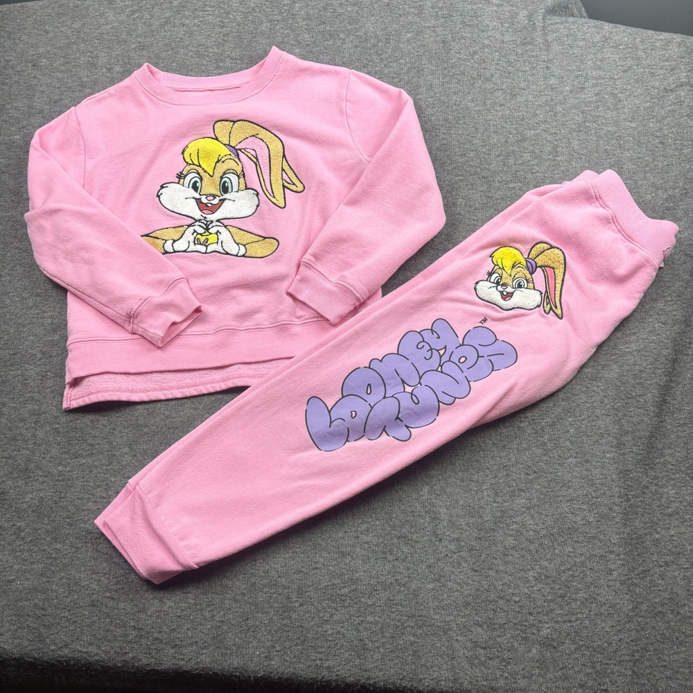 Looney Tunes Lola Bunny Pink Jogger Set Girls 9/10 Warner Bros. Toon Squad Girly